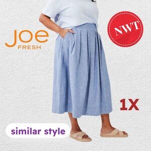🆕🏷️*NWT* JOE FRESH | 1X | MIDI CHAMBRAY SKIRT cross-body closing light blue